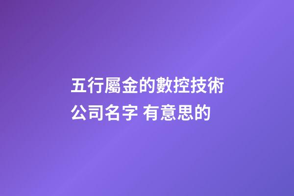 五行屬金的數控技術公司名字 有意思的-第1張-公司起名-玄機派